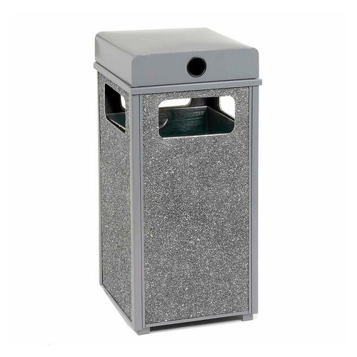 Stone Panel All Weather Trash Receptacle Urn, 24 gal, Steel, Gray, Ships in 1-3 Business Days