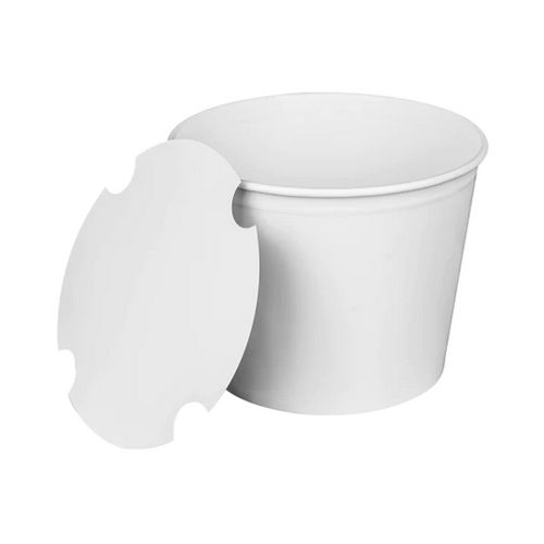 Image of Food Bucket with Lid, 85 oz, 7.36" Dai x 6"h, White, Paper, 180/Carton