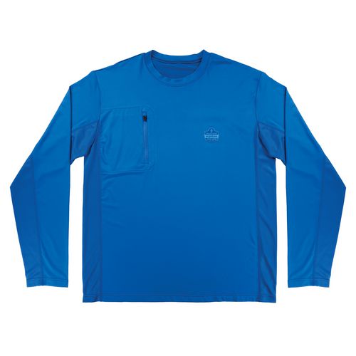Chill-Its 6689 Cooling Long Sleeve Sun Shirt with UV Protection, Small, Blue, Ships in 1-3 Business Days