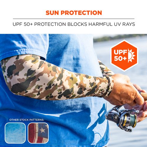 Chill-Its 6695 Sun Protection Arm Sleeves, Polyester/Spandex, X-Large/2X-Large, Camo