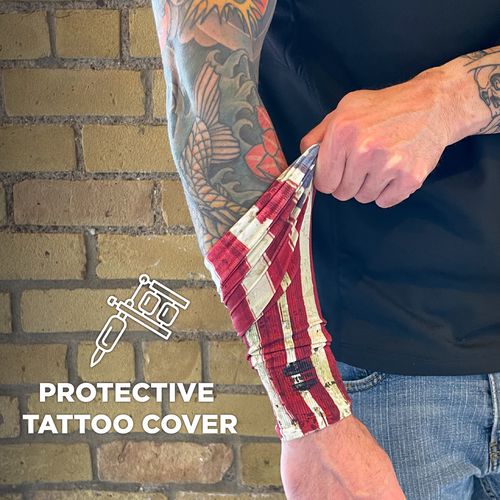 Chill-Its 6695 Sun Protection Arm Sleeves, Polyester/Spandex, Medium/Large, American Flag