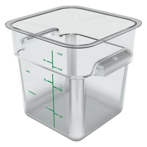 Image of Squares Polycarbonate Food Storage Container, 4 qt, 7.13 x 7.13 x 7.29, Clear, Plastic