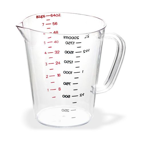 Commercial Measuring Cup, 0.5 gal, Clear