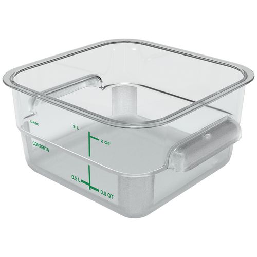 Image of Squares Polycarbonate Food Storage Container, 2 qt,  7.13 x 7.13 x  3.8, Clear, Plastic
