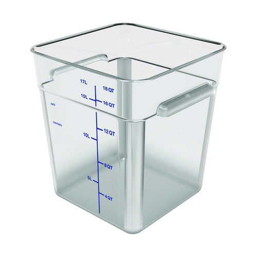 Squares Polycarbonate Food Storage Container, 6 qt, 8.75 x 8.75 x 7.31, Clear, Plastic