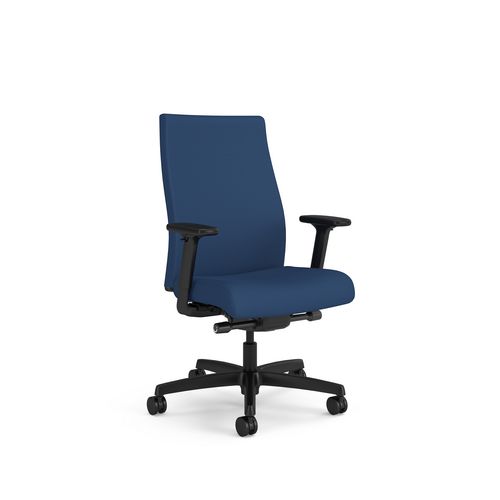 HON® Ignition 2.0 Upholstered Mid-Back Task Chair, Up to 300 lbs, 17 to 21.5 Seat Height, Flint Seat and Back, Black Base
