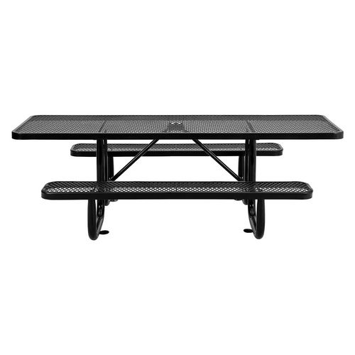 ADA Compliant Expanded Steel Picnic Table, Rectangular, 96 x 60 x 29.5, Black Top and Base