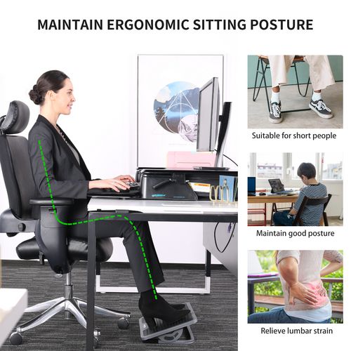 Adjustable Ergonomic Footrest, 15.38 x 11.81 x 3.32 to 5.19, Black/Gray