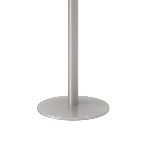 Pedestal Bistro Table with Four Black Kool Series Barstools, Round, 36" Dia x 41h, Designer White