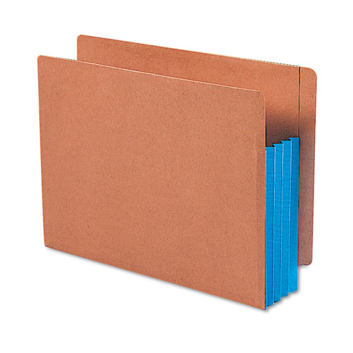 Redrope Drop-Front End Tab File Pockets w/ Fully Lined Colored Gussets, 3.5" Expansion, Letter Size, Redrope/Blue, 10/Box