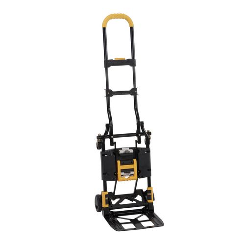 2-in-1 Folding Hand Truck, 300 lb Capacity, 17" x 30.5" x 33.5", Black/Yellow