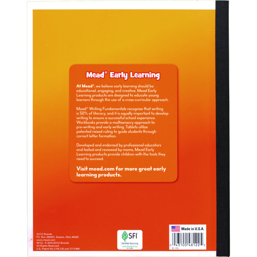 Learn to Letter Primary Journal with Raised Ruling, Manuscript Format, Orange/White/Blue Cover, (40) 10 x 8 Sheets