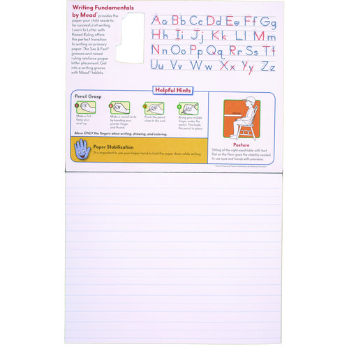 Learn to Letter Primary Journal with Raised Ruling, Manuscript Format, Orange/White/Blue Cover, (40) 10 x 8 Sheets