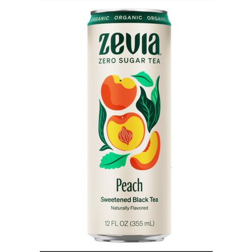 Zero Sugar Naturally Sweetened Black Tea, Peach, 12 oz Can, 12/Carton