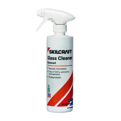 7930016910002, SKILCRAFT Biobased Ready-To-Use Glass Cleaner, 16 oz Spray Bottle, 6/Pack