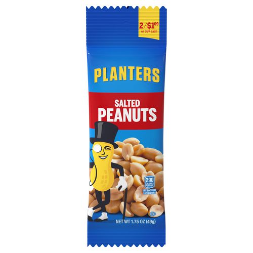 Salted Peanuts, 1.75 oz Pack, 18 Packets/Box, 2 Boxes/Carton