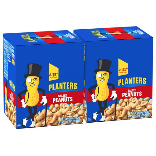 Salted Peanuts, 1.75 oz Pack, 18 Packets/Box, 2 Boxes/Carton, Ships in 1-3 Business Day