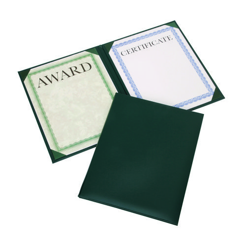 7510017143043, SKILCRAFT Awards Certificate Padded Cover Binder, 9.12 x 11.62, Green