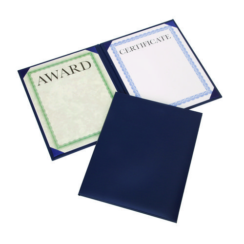 7510017143046, SKILCRAFT Awards Certificate Padded Cover Binder, 9.12 x 11.62 , Blue