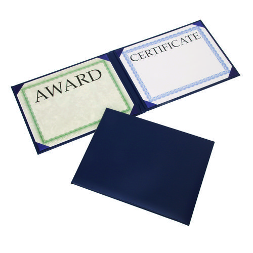 7510017143044, SKILCRAFT Awards Certificate Padded Cover Binder, 11.62 x 9.12, Blue