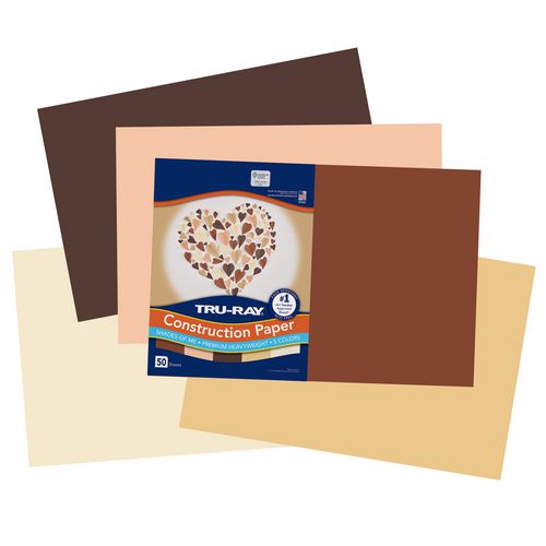 Image of Tru-Ray Construction Paper, 70 lb Text Weight, 12 x 18, Assorted Skin Tone Colors, 50/Pack