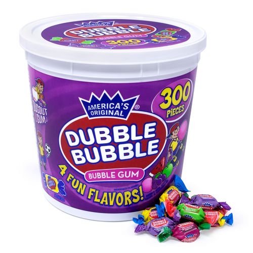 Bubble Gum Assorted Flavor Twist Tub, 0.16 oz Individually Wrapped, 300/Tub, 2 Tubs/Carton