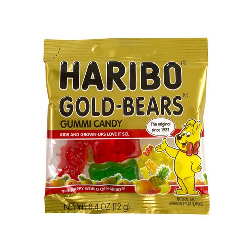 Goldbears Gummi Candy, Assorted Flavors, 0.4 oz Pouch, 54/Tub, 2 Tubs/Carton