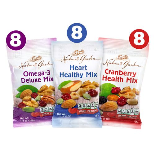 Healthy Trail Mix Snack Packs, Assorted Flavors, 1.2 oz Pouch, 24/Bag, 2 Bags/Carton