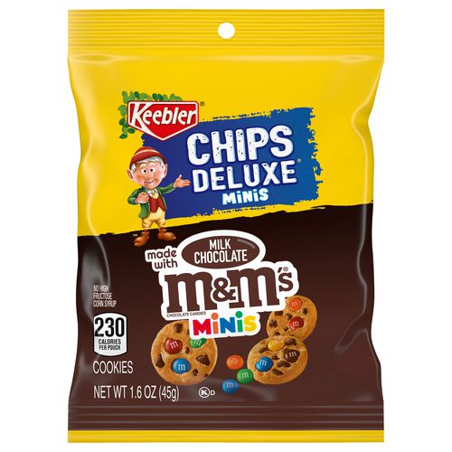 M and M Cookie Packs, Chocolate, 1.6 oz Pouch, 30/Box, 2 Boxes/Carton