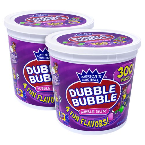 Image of Bubble Gum Assorted Flavor Twist Tub, 0.16 oz Individually Wrapped, 300/Tub, 2 Tubs/Carton, Ships in 1-3 Business Days