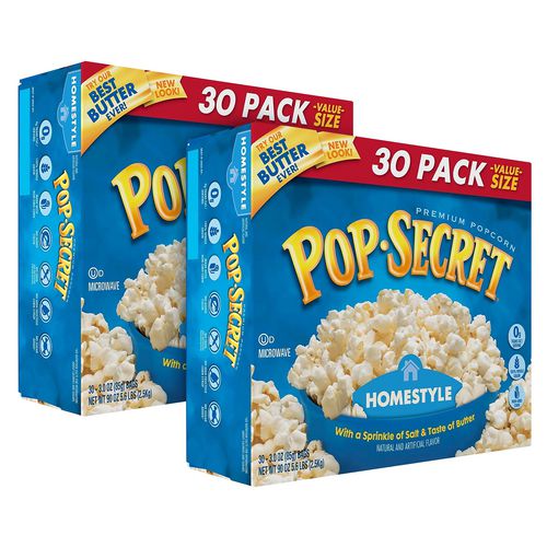 Premium Popcorn Homestyle, Salty, 3 oz Bag, 30 Bags/Box, 2 Boxes/Carton, Ships in 1-3 Business Days