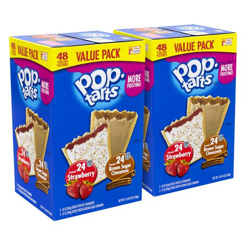 Pop Tarts, Brown Sugar Cinnamon/Strawberry, 2/Pouch, 24 Pouches Box, 2 Boxes/Carton, Ships in 1-3 Business Days