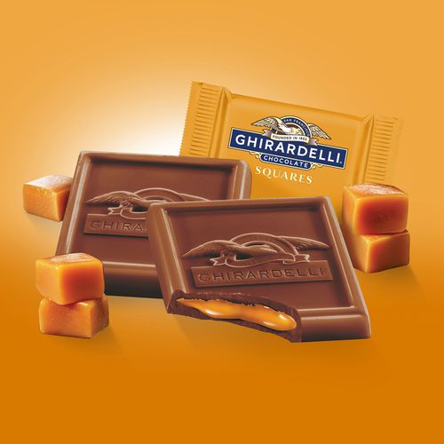 Milk Chocolate and Caramel Chocolate Squares, 15.96 oz Bag, 2/Carton