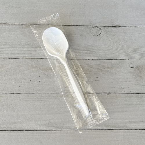 Mediumweight Wrapped Polypropylene Cutlery, Soup Spoon, 4.86", Plastic, White, 1,000/Carton