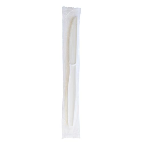 Image of Heavyweight Wrapped Polystyrene Cutlery, Knife, White, 1,000/Carton