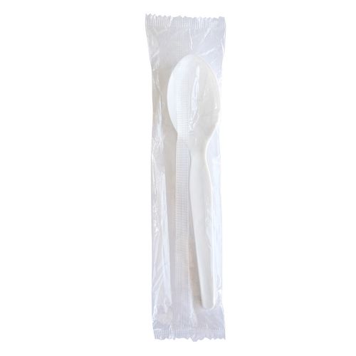 Image of Heavyweight Wrapped Polystyrene Cutlery, Soup Spoon, White, 1,000/Carton