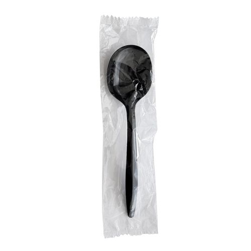 Image of Heavyweight Polypropylene Cutlery, Soup Spoon, Black, 1,000/Carton