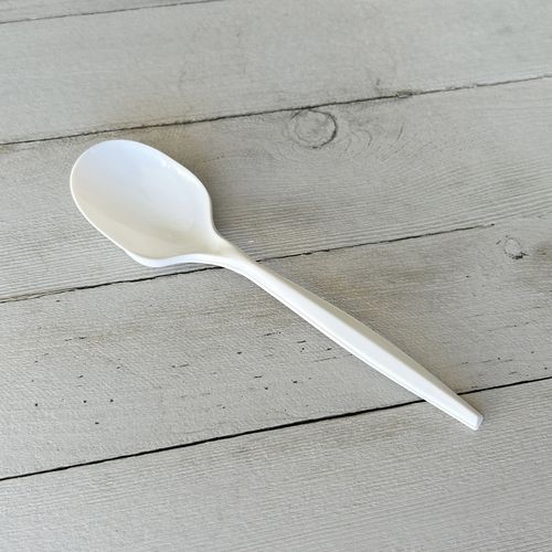 Mediumweight Polypropylene Cutlery, Soup Spoon, 4.86", Plastic, White, 1,000/Carton