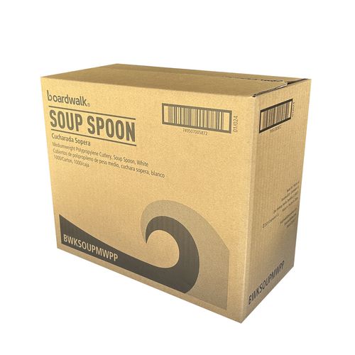 Mediumweight Polypropylene Cutlery, Soup Spoon, White, 1,000/Carton