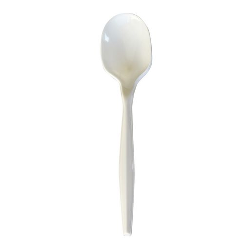 Mediumweight Polypropylene Cutlery, Soup Spoon, 4.86", Plastic, White, 1,000/Carton