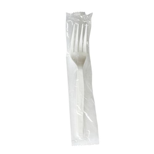 Image of Heavyweight Wrapped Polystyrene Cutlery, Fork, White, 1,000/Carton
