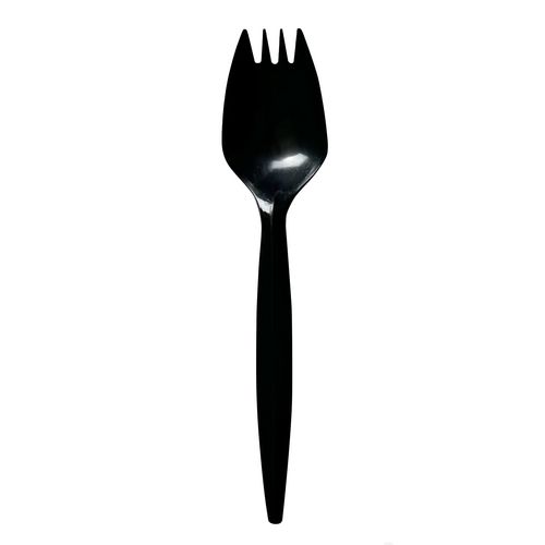 Mediumweight Wrapped Polypropylene Cutlery, Spork, Black, 1,000/Carton