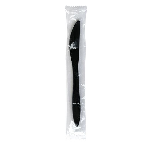 Image of Mediumweight Wrapped Polypropylene Cutlery, Knife, Black, 1,000/Carton