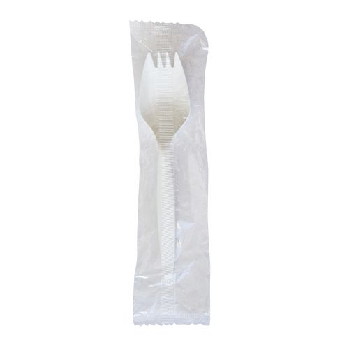Image of Mediumweight Wrapped Polypropylene Cutlery, Spork, White, 1,000/Carton