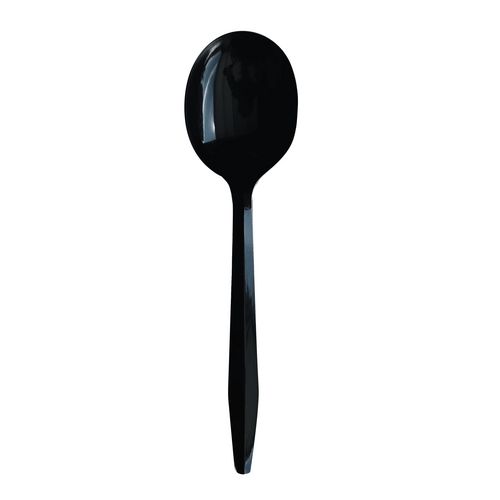 Heavyweight Polypropylene Cutlery, Soup Spoon, Plastic, Black, 1,000/Carton