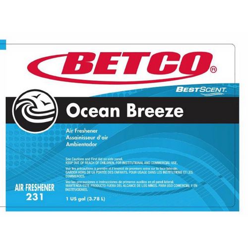 BestScent Ocean Breeze Deodorizer, Ocean Breeze Scent, 1 gal Bottle, 4/Carton