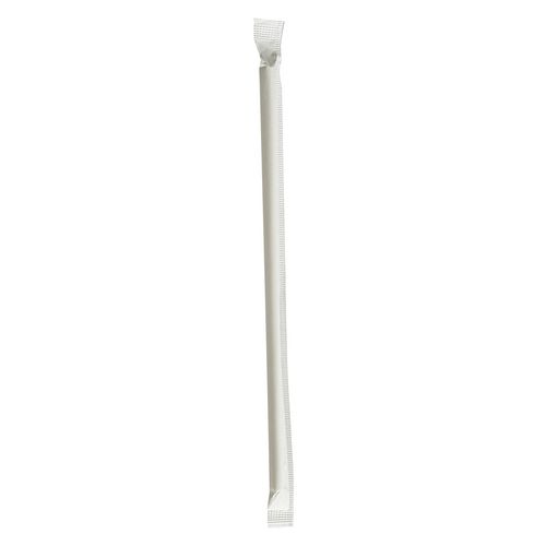 Wrapped Jumbo Paper Straws, 7.75", Paper, White, 1,280/Carton