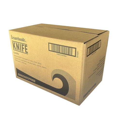 Mediumweight Polypropylene Cutlery, Knife, White, 1,000/Carton