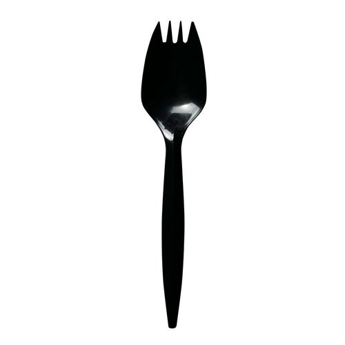Image of Mediumweight Polypropylene Cutlery, Spork, Black, 1,000/Carton