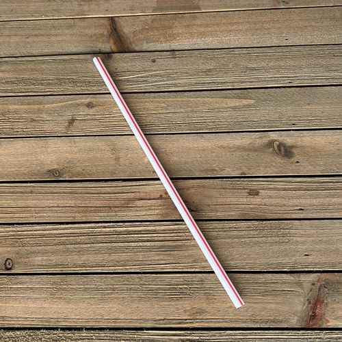 Jumbo Straws, 7.75", Polypropylene, Red/White Striped, 12,500/Carton